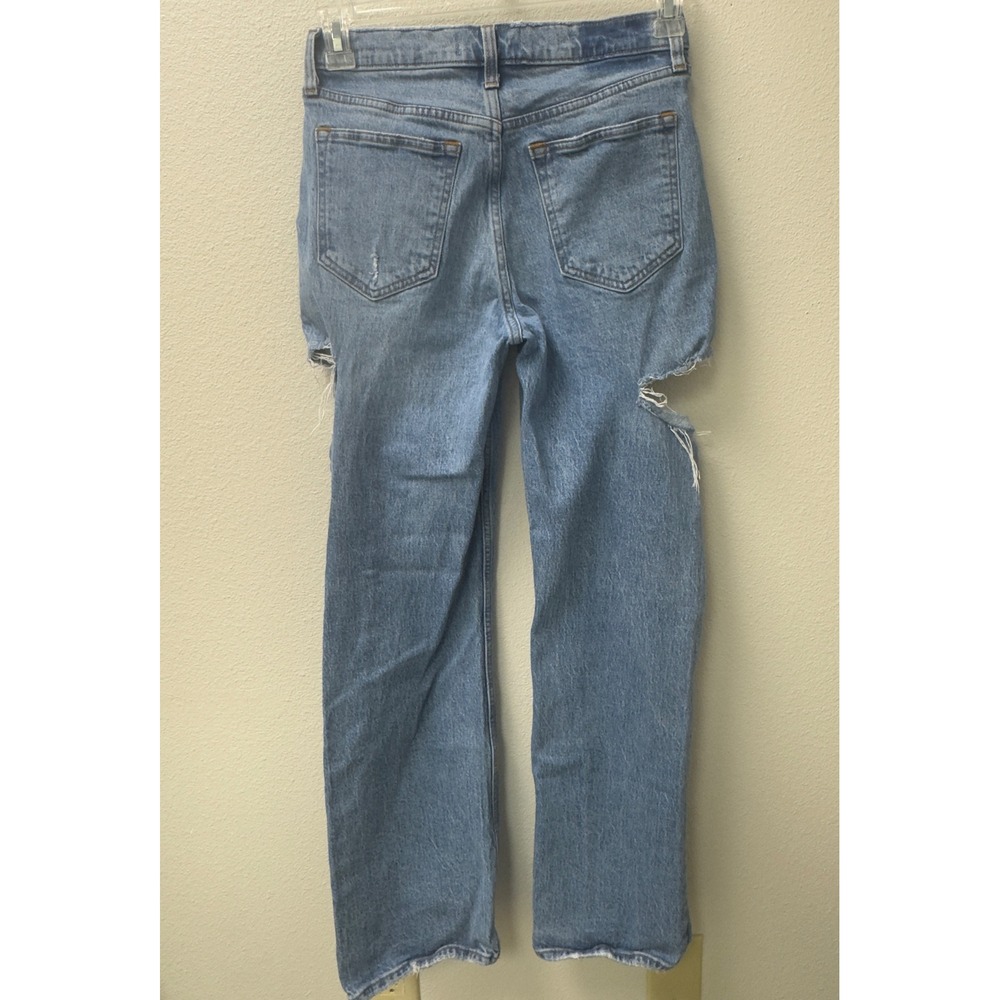 Abercrombie & Fitch 90s Baggy Low Rise Jeans Womens 27 Blue Distressed Grunge - Picture 3 of 9
